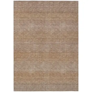 8' X 10' Beige And Brown Striped Washable Indoor Outdoor Area Rug