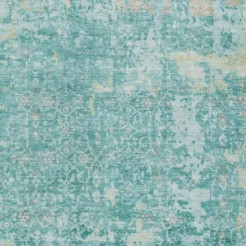 8' X 10' Teal Blue And Aqua Abstract Washable Indoor Outdoor Area Rug