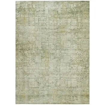 9' X 12' Beige And Ivory Abstract Washable Indoor Outdoor Area Rug