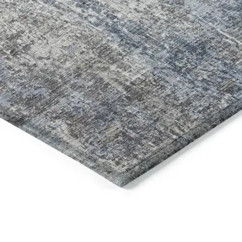 10' X 14' Blue And Ivory Abstract Washable Indoor Outdoor Area Rug