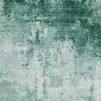 8' X 10' Aqua And Ivory Abstract Washable Indoor Outdoor Area Rug