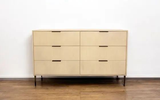 56" Natural Solid Wood Six Drawer Dresser