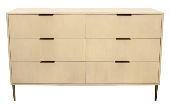 56" Natural Solid Wood Six Drawer Dresser