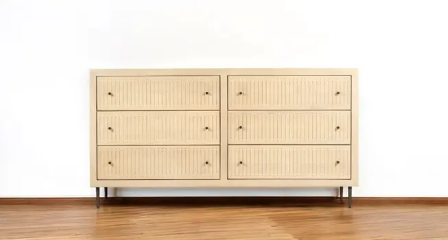 68" Natural Solid Wood Six Drawer Dresser