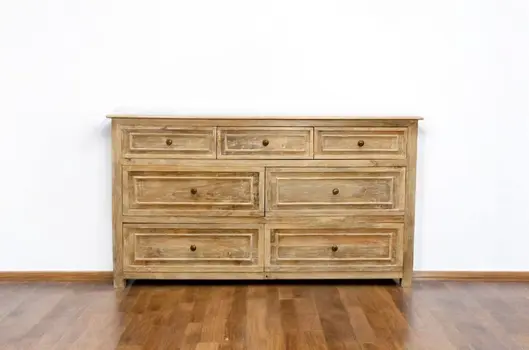 68" Natural Solid Wood Seven Drawer Dresser