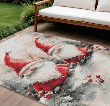 10' X 14' Ivory Red And Gray Botanical Leaves Washable Indoor Outdoor Area Rug
