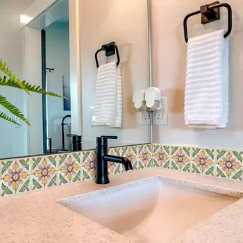 4" x 4" Vinyl Arabesque Peel And Stick Removable Tiles