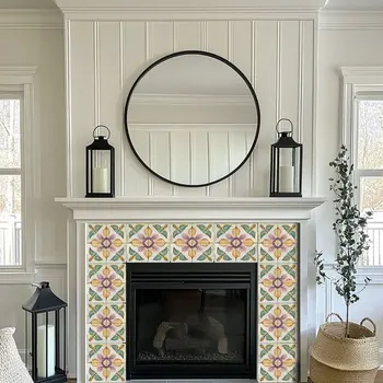 5" x 5" Vinyl Arabesque Peel And Stick Removable Tiles
