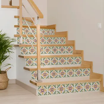 7" x 7" Vinyl Arabesque Peel And Stick Removable Tiles