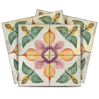 8" x 8" Vinyl Arabesque Peel And Stick Removable Tiles