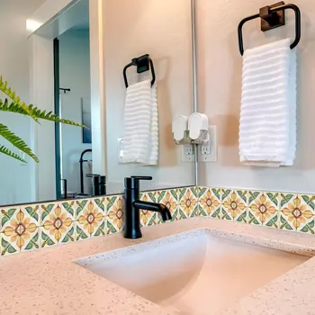 6" x 6" Vinyl Arabesque Peel And Stick Removable Tiles