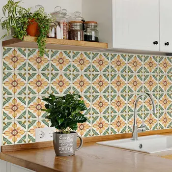 6" x 6" Vinyl Arabesque Peel And Stick Removable Tiles