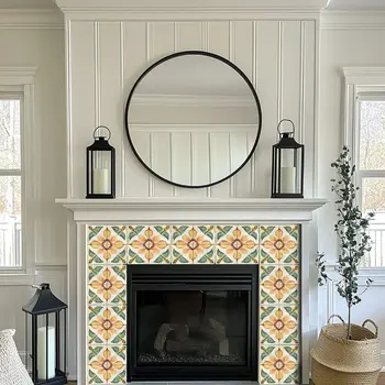 6" x 6" Vinyl Arabesque Peel And Stick Removable Tiles