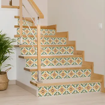 6" x 6" Vinyl Arabesque Peel And Stick Removable Tiles