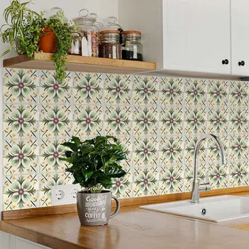 6" x 6" Vinyl Arabesque Peel And Stick Removable Tiles