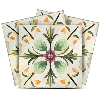 12" x 12" Vinyl Arabesque Peel And Stick Removable Tiles