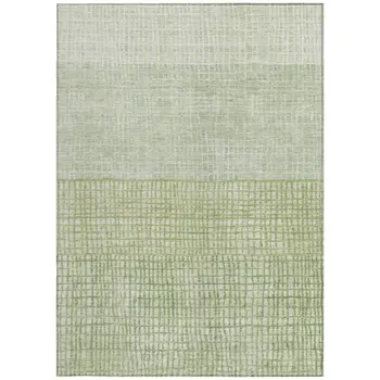 5' X 8' Sage And Ivory Geometric Washable Indoor Outdoor Area Rug