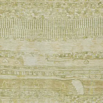8' X 10' Tan And Gold Striped Washable Indoor Outdoor Area Rug