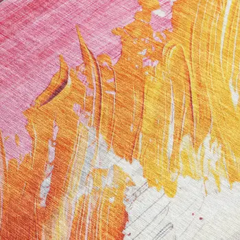 9' X 12' Blush Gold And Orange Abstract Washable Indoor Outdoor Area Rug