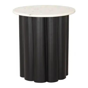 21" White Wood Pedestal End Table