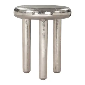 22" Silver Aluminum Pedestal End Table