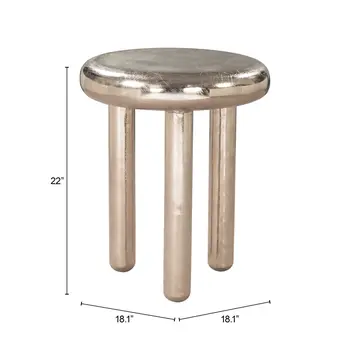 22" Silver Aluminum Pedestal End Table