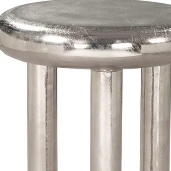 22" Silver Aluminum Pedestal End Table