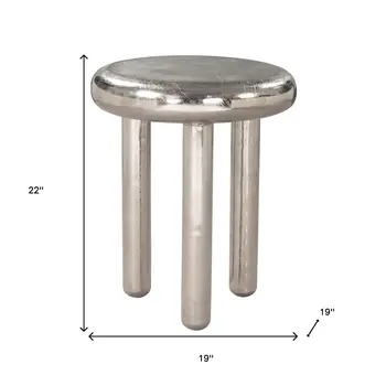 22" Silver Aluminum Pedestal End Table