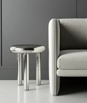 22" Silver Aluminum Pedestal End Table