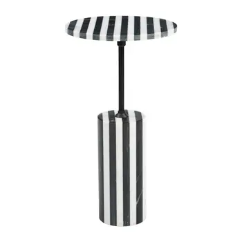 22" Black Marble Pedestal End Table