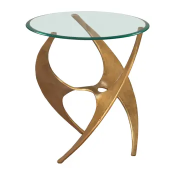 23" Gold Aluminum Pedestal End Table