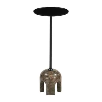 22" Brown Marble Pedestal End Table