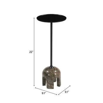 22" Brown Marble Pedestal End Table