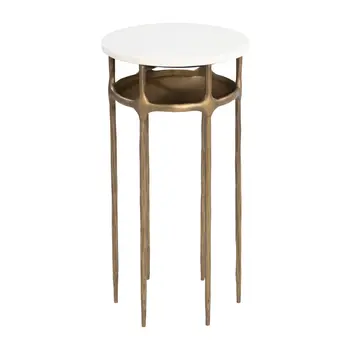 22" White Iron Pedestal End Table