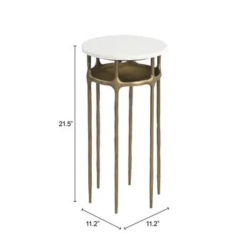 22" White Iron Pedestal End Table