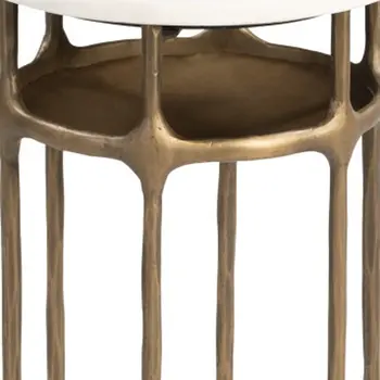 22" White Iron Pedestal End Table