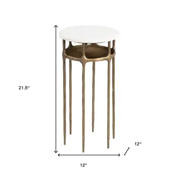 22" White Iron Pedestal End Table