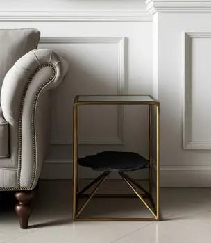 24" Brass Iron Pedestal End Table