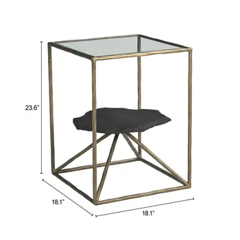 24" Brass Iron Pedestal End Table