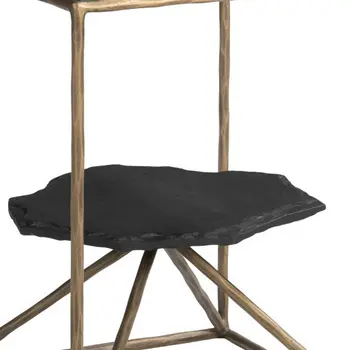 24" Brass Iron Pedestal End Table