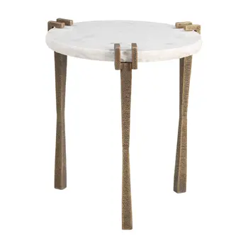 22" White Iron Pedestal End Table