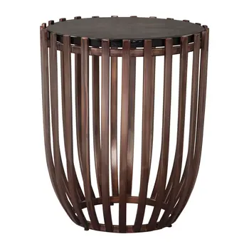 22" Bronze Iron Pedestal End Table