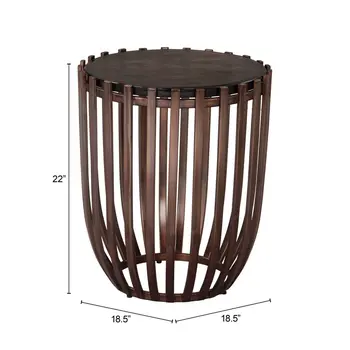 22" Bronze Iron Pedestal End Table