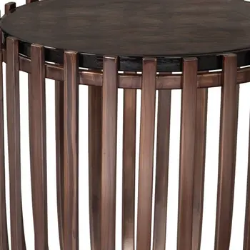 22" Bronze Iron Pedestal End Table