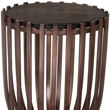 22" Bronze Iron Pedestal End Table