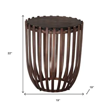 22" Bronze Iron Pedestal End Table