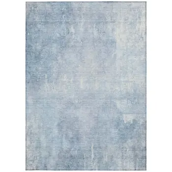 9' X 12' Sky Blue And Ivory Abstract Washable Indoor Outdoor Area Rug
