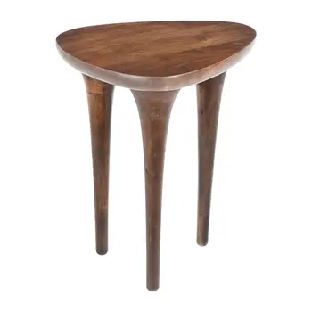 22" Brown Wood Pedestal End Table