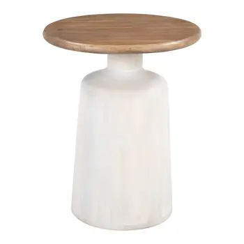 22" White Wood Pedestal End Table
