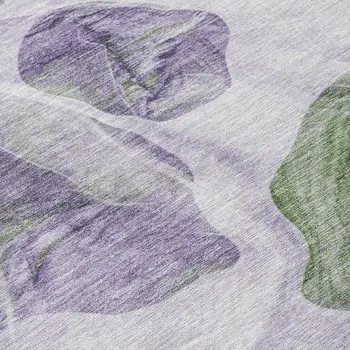 10' X 14' Lavender And Green Abstract Washable Indoor Outdoor Area Rug